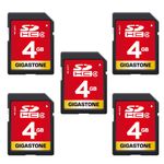 Gigastone SD Card 4GB 5-Pack, High-Speed 4GB SD Card Full HD Video Memory Card, Compatible with Canon Nikon Sony Pentax Kodak Olympus Panasonic Digital Camera, UHS-I SDHC