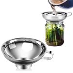 Canning Funnel for Kitchen Stainless Steel Food Funnel for Filling Bottles & Jars Wide-Mouth Funnel for Canning (Stainless steel, S)