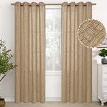 YoungsTex Natural Linen Curtains 84 Inch Long for Living Room Bedroom Grommet Top Light Filtering Privacy Linen Textured Window Semi Sheer Drapes, 2 Panels, 52x84 Inch, Taupe