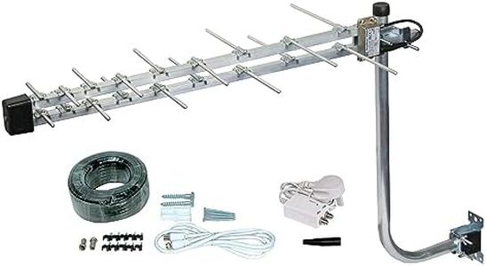 SLx 18 Elements Loft & Outdoor TV Aerial Kit Ultra Compact Amplified MegaBooster Log Periodic Antenna Kit Digital TV 4K HD Compatible