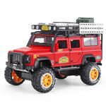 ARNIYAVALA 1:28 Scale Die-Cast Metal Camel Trophy Defender with 6 Openable Doors,Music,Lights & Pull Back Action【3 Yrs & Up】【Pack of 1】 (RED)