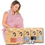 Bisoo Breastfeeding Cover for Mum - Adjustable 100% Muslin for a Breathable Privacy While Breastfeeding Your Newborn - Bag Included - Pink
