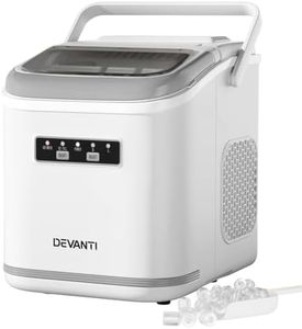 Devanti 12kg Ice Maker Machine, Portable Ice Machine, 6-Min Quick Ice, Self Cleaning, 1.3L Water Tank, Ideal for Home, Office & Camping, White