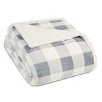 Eddie Bauer - Queen Blanket, Reversible Sherpa Fleece Blanket, Buffalo Plaid Bedding, Super Soft Home Decor for All Seasons (Chrome Grey, Queen)