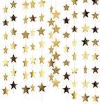 52 Feet Reflective Star Paper Garland,Sparkling Star Bunting Banner Hanging Decoration Twinkle Little Star Party Garlands Glitter Star Garland Streamer Kit For Birthday Wedding Banner Backdrop (Gold)