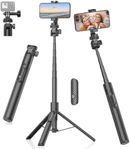Gahenwo 155cm Perche Selfie Monopode/Trépied pour Caméra d'action, Trepied Smartphone Tout-en-Un avec Télécommande, Support de Trépied Téléphone Portable Compatible avec iPhone/Android