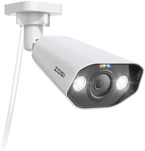 ZOSI 5MP Telecamera di Sorveglianza Esterna PoE, Audio Bidirezionale, Rilevamento Persona/Auto, Allarme Acustico e Luminoso, Solo per il Nostro PoE NVR, Accesso Remoto, C182