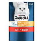 Gourmet Mini Fillets in Gravy Beef Wet Food Pouch for Adult Cat, 24 x 85g