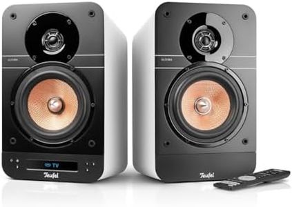 Teufel Ultima 25 Active Paire d'enceintes bibliothèques Actives avec récepteur AV intégré, Bluetooth 5.0 avec aptX® et AAC, Radio Dab+, Multiples Options de connectivité, Blanc