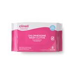 Clinell Chlorhexidine Wash Cloths - Pack of 8 Cloths - Body Wipes, Rinse Free Solution, Kills Bacteria, Dermatologically Tested - for Patients, Elderly & Disabled - Pink