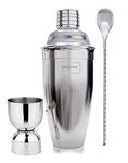 Marvino Premium Liqueur Drink Mocktail Cocktail Martini Mixing Shaker & Measure Jigger Glass with Big Mixer Spoon