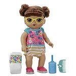 Baby Alive Step ‘n Giggle Baby Brown Hair Doll with Light-up Shoes, Responds with 25+ Sounds and Phrases, Drinks and Wets, Toy for Kids Ages 3 Years Old and Up