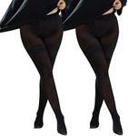 Ms.Myland Women's Plus Size Pantyhose Sheer Stocking Control Top Tights High Waist Ultra-Soft Panty Hose, 1/2 Pairs, 50d-plus Black, Large-XX-Large