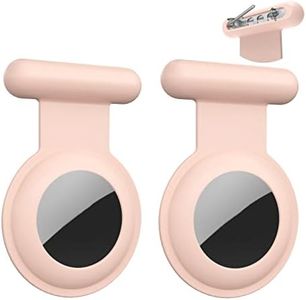 AirTag Holder with Safety Pin(2 Pack, Pink), Hidden Wearable AirTag Case with Brooch Clip for Clothes of Kids, Teens, Elder. Better Substitute for Air Tag GPS Accessories of Bracelet, Necklace