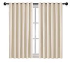 AMEHA Blackout Eyelet Curtains for Bedroom Black Out Cream Curtains Thermal Insulated Ring Top Window Treatment Short Curtain 46X54 Inch 2 Panels with Tiebacks