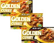 S&B Golden Curry Sauce Mix, Mild,Medium Hot and Hot 6.9-Ounce (Pack of 3) With MAIKO sticker Pio big bazar