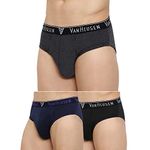 Van Heusen Men Briefs - 100% Combed Cotton - Pack Of 3 - Anti Bacterial, Colour Fresh, Moisture Wicking, Multicolor, Large