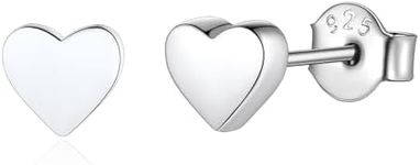 Sterling Silver Heart Stud Earrings for Women Cute Small Earring Studs for Wife Hypoallergenic Pierced Earrings