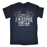 Funny Novelty This is What an Awesome Uncle Looks Like (3XL - Navy) New Premium Men's T-Shirt Slogan Clothing Joke Vintage Retro t Shirt top Girl boy Men Women ts Tee Tshirt Mens Shirts Birthday pres