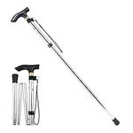 Folding Cane, Adjustable, Lightweight Aluminum Offset Cane-Foldable Cane, Very Suitable for Daily Life to Assist Restricted Exercise (Silver)