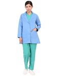 Proexamine Surgicals Doctor's Apron Lab Coat Full Sleeves for Women/Female (38-M, Ocean Blue)