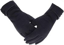 Woogwin Women Winter Warm Gloves Touch Screen Phone Windproof Lined Thick Gloves, Button - Black, One Size