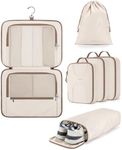 BAGSMART Hanging Travel Packing Cubes, 6 Set Large Travel Cubes for Women Cruise Ship Essentials, Suitcase Organizers for Luggage, Beige