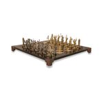 Uber Games Poseidon Chess Set - Made From Zinc In Gold & Silver Finish - Raised Board Set - All in Foldable Wooden Storage Box