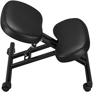 Yaheetech Ergonomic Kneeling Chair Knee Support Seat with Soft Cushion Orthopaedic Posture Chair Height Adjustable Office Stool with Brake Casters Black