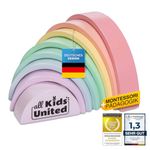 all Kids United Wooden rainbow XXL, arched bridge made of building blocks ideal for on the go, stacking tower educational toy made of wooden blocks 8-piece building blocks (XXL)