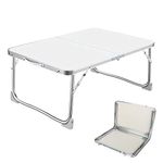 Folding Laptop Table, Portable Lap Desk with Foldable Legs, Notebook Stand Reading Holder, for Breakfast Serving Bed Tray, Reading, Watching Movie on Bed/Sofa - White (60 x 40cm)