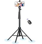 Fugetek 62" Selfie Stick Tripod for iPhone, Stable 4 Leg Design, Bluetooth Remote, Aluminum Stick & Legs, Lightweight, Portable All in One, Compatible with iPhone & Android, Non Skid Feet