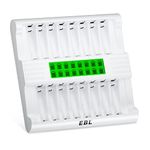 EBL Upgraded Smart 16 Slots Battery Charger with LCD Screen - Independent Fast Battery Charger for AA AAA Rechargeable Batteries Ni-MH Battery