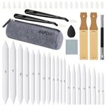 AGPTEK 48 PCS Sketch Drawing Tools, 20 Blending Stumps Set with 2 Sandpaper Pencil Sharpeners, Pencil Extension, Erasers,20 sponge replacement heads & 1 Felt Bag for Student Sketch Drawing Accessories