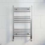 DuraTherm® 750 x 450mm Flat Straight Heated Towel Rail Radiator Modern Central Heating Bathroom Warmer Wall Mounted Ladder Rad, Polished Chrome