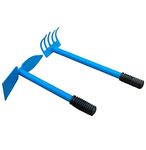 DVI Garden Hoe with Trovel and Mini Garden Rake | Heavy Duty Metal for Professional and Home Uses | Durable and Long Lasting Garden Hoe with Trovel | (Multicolour) Pack of 2