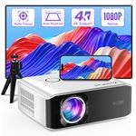 【AI Auto Focus & Keystone】Projector 4K Supported, XuanPad WiFi6 Bluetooth Projector, 26000L Native 1080P Smart Portable Projector, Outdoor/Home Cinema Projector with Tripod for iOS/Android/TV Stick