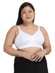 Klassik | Since 1993 | Plus Sizes Bra for Women/Girls Full Coverage, Adjustable/Wide Straps, Everyday Cotton Daily-Use, Non-Padded | Wirefree, for Dresses/Saree/Suit | Jassika Chikan - White(C)-52