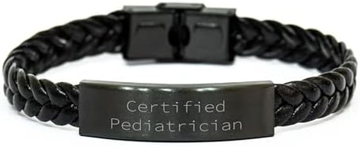 CUCOLUS Funny Quotes from Certified Pediatrician Interlaced Leather Wristband Gifts for Men from Family, Unique Father's Day Presents for Him