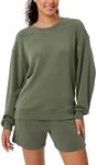 ODODOS Modal Soft Oversized Sweatshirts for Women Crew Neck Long Sleeve Relaxed Pullover Tops, Dark Sage, X-Large