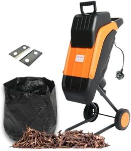 Lazy-Shred Electric Garden Chipper Shredder Mulcher - 50L Debris Bag - Adjustable 45mm Cutting Width - Steel Blades - Powerful 2500w Motor - Safety Push Stick - Tree, Branch, Leaf