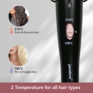 janelove 3 Barrel Hair Waver 25mm Ceramic Beach Wave Curler – 2 Temp Settings, Heat-Resistant Glove