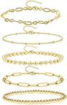 14K Gold Chain Bracelets Set for Wo