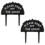 SUMTree Grass Warning Sign 2 PCs Keep Off Garden Sign, Keep Off the Grass Sign, Retro Style Decorative Garden Sign Cast Iron Stay Off Lawn Sign for Yard Park Lawn Themed Restaurants Farmhouse black