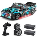 ACAMMZAR 1:16 RC Drift Car, 25KM/H 4WD High Speed Remote Control Cars for Kids, with LED Lights, Two Batteries, Extra Tires, Drift RC Cars for Adults,Red