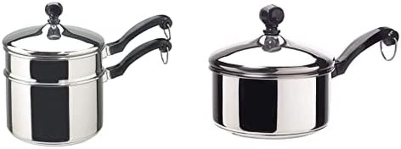 Farberware Classic Stainless Steel Double Boiler & Sauce Pan with Lids (2 Quart, 1 Quart)