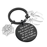 FUSTMW Spider Web Keychain Halloween Spider Gifts Spider Charm Pendant Keychain Spider Movies Fans Inspirational Gifts (black)