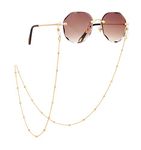 PEARLADA 18K Gold Plated Eyeglass Chain for Women Sunglasses Strap Holder Reading Glasses Retainer Handmade Around Neck Jewelry Gift for Christmas Fashion Gold Beaded Chain String Cord Lanyard