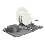 Umbra UDRY MINI Dish Drying Rack & Microfiber Dish Mat - Space-Saving Lightweight Design Folds Up For Easy Storage, 20 x 13 inches, Charcoal