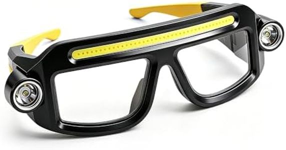 PVVPVV Hands-Free LED Glasses Light, Dual Beam Rechargeable Glasses Light, Type-C Charging Head Light for Hiking, Repairing & Night Reading,Yellow